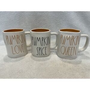 Rae Dunn‎ Lot Of Pumpkin Spice Pumpkin Love Pumpkin Queen Coffee Mugs Artisan